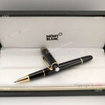 NEW UPGRADED Montblanc Meisterstuck 145 Classique Black Gold Trim Rollerball Pen